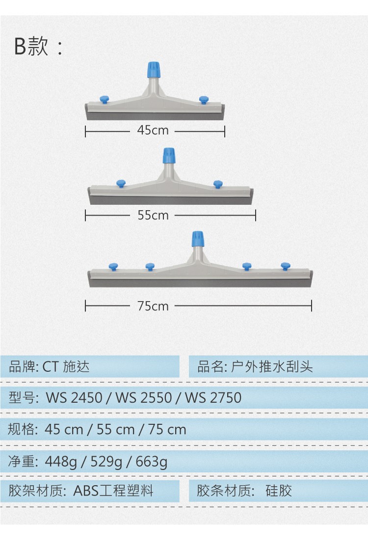 戶外推水扒頭配防油灰色膠條 紅黃藍綠黑五色可選